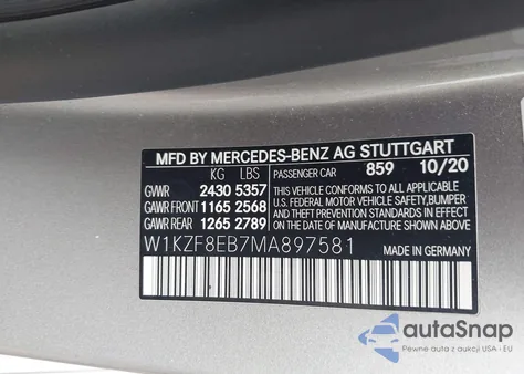 2021 Mercedes-Benz E 350 4Matic from USA, damaged, VIN W1KZF8EB7MA897581